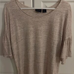 Rachel Roy 100% Linen Top Ruffle Bell Sleeves Lagenlook Casual Size Large‎